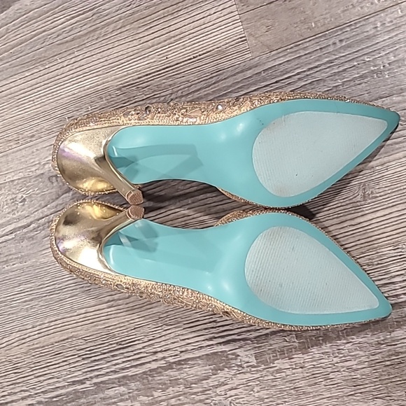 Betsy Johnson Chic Light Gold Rhinestone Evening Pumps Size 10 - Picture 7 of 7